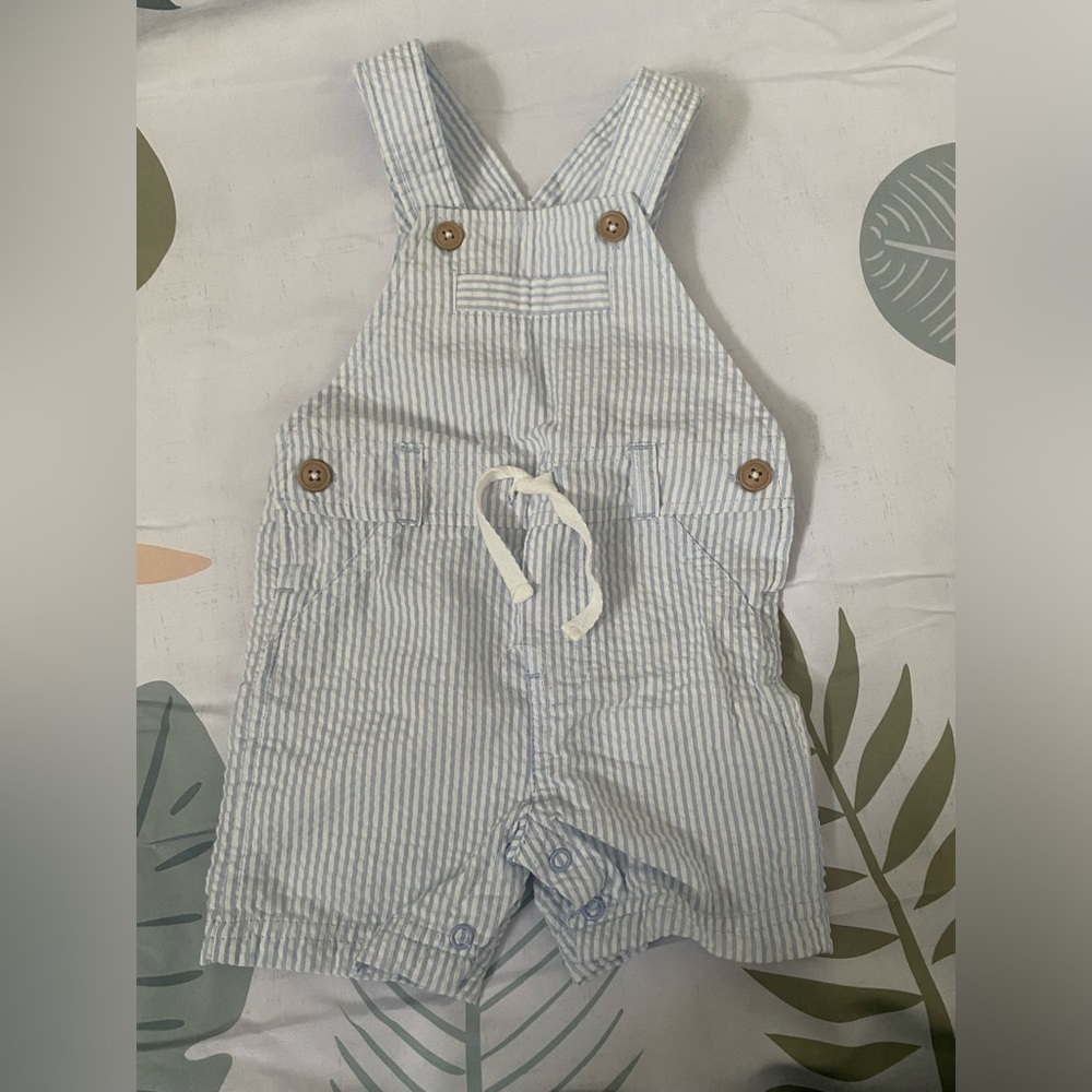 Striped Blue Kids Overalls